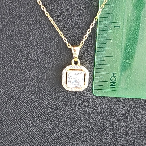 925 Sterling Silver Square Gemstone Necklace – Dainty Minimalist Jewelry - Picture 6 of 6